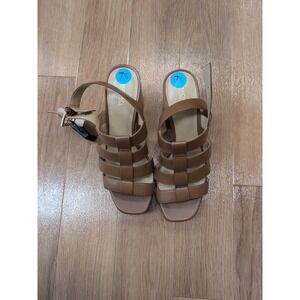 Michael Kors Reed Platform Sandals High Heels Block Heel Brown Women's 7 1/2